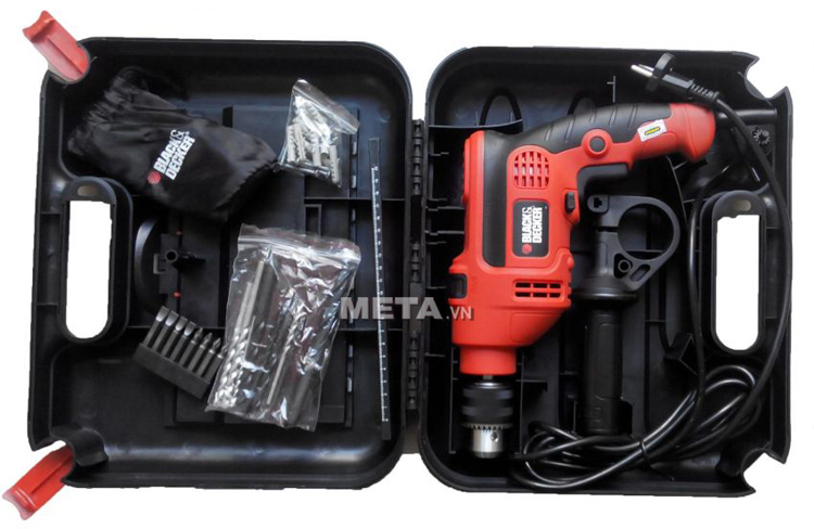 Máy khoan động lực Black&Decker KR704REKP20-B1 và các phụ kiện đi kèm