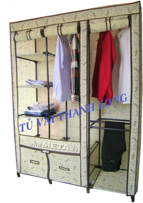 Tủ vải Thanh Long TVAI07 1,3m họa tiết vàng nâu