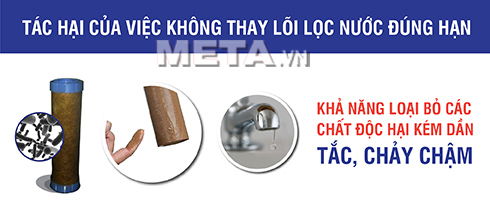 Lõi lọc số 2 - Lõi than hoạt tính giúp loại bỏ các kim loại nặng có trong nước