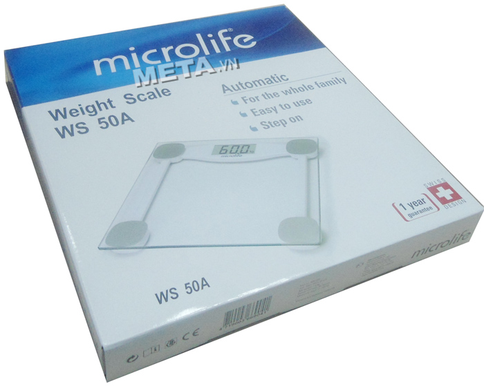 Cân sức khỏe Microlife WS 50A được đóng gói trong hộp sang trọng.