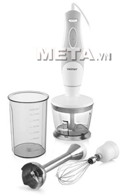 Máy xay cầm tay Zelmer ZHB1004S giúp xay cháo, đánh trứng và xay thực phẩm dễ dàng.