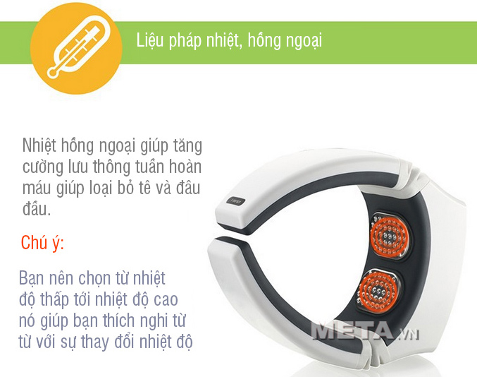 Liệu pháp nhiệt, hồng ngoại của máy massage cổ gáy Maxcare Max545
