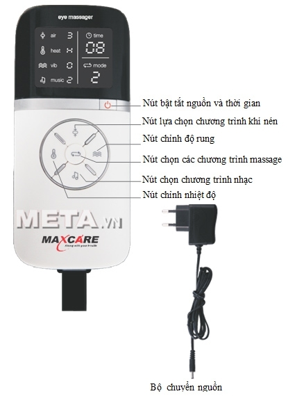 Cấu tạo bảng điều khiển của máy massage mắt Maxcare Max565 