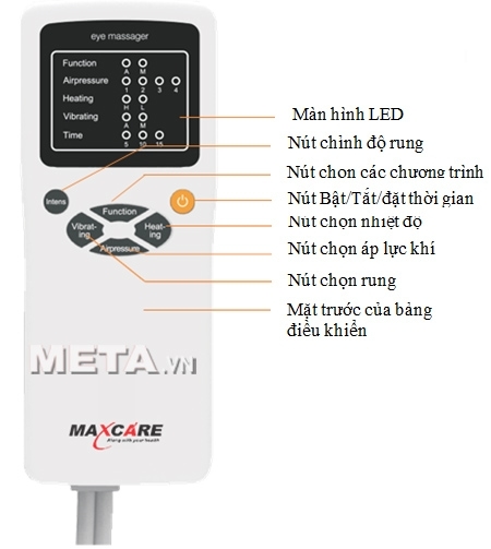 Bảng điều khiển của máy massage mắt Maxcare Max585