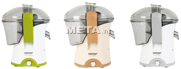 Máy ép trái cây Zelmer 377 có kiểu dáng hiện đại và sang trọng với nhiều màu sắc ghi, xanh, nâu.