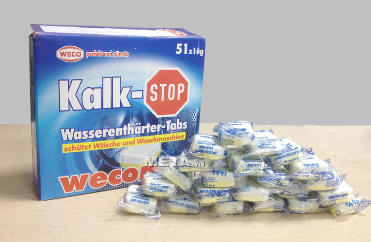 Viên vệ sinh làm sạch lồng máy giặt Wecomat gồm 51 viên/hộp.