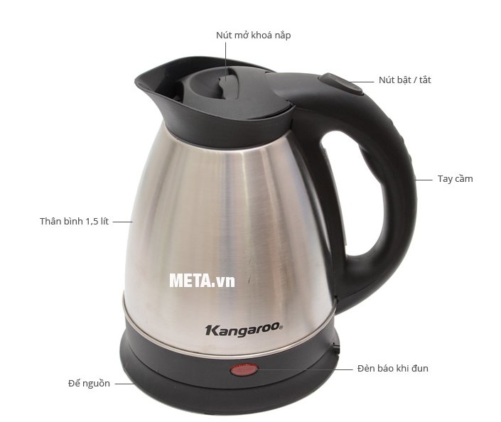 Cấu tạo của ấm siêu tốc Kangaroo KG336