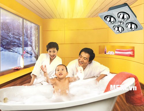 Đèn sưởi nhà tắm - Đèn sưởi hồng ngoại Hans 4 bóng (loại treo tường)