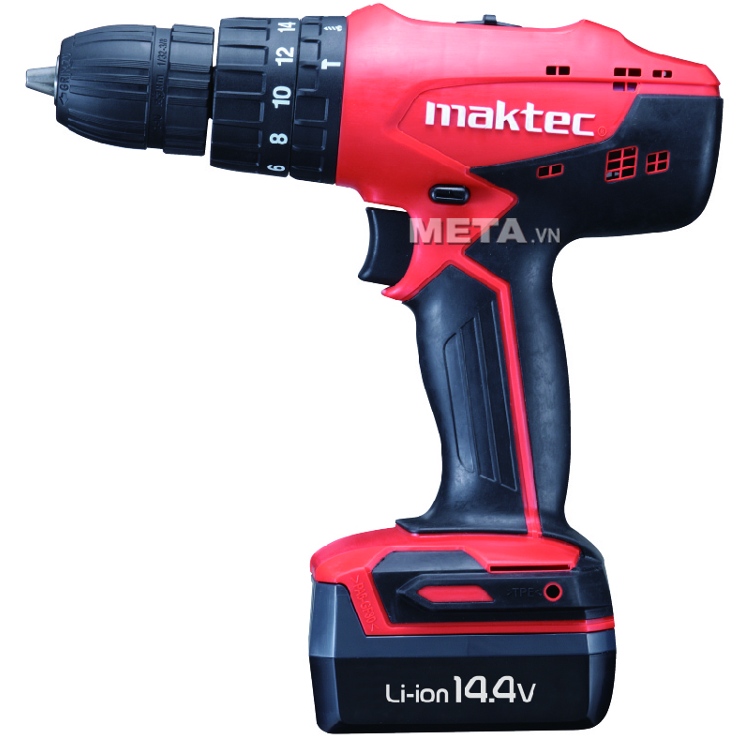 Máy khoan động lực chạy pin Maktec MT080E có thể khoan bê tông, khoan gỗ, khoan thép.