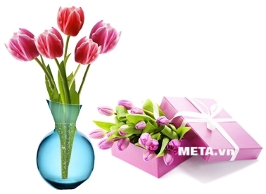 Bình hoa Anemone 32cm màu xanh nước biển 63875300 giúp cắm hoa cực sang