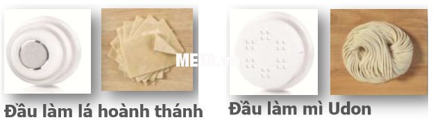 óKhách hàng có thể mua thêm đầu khuôn làm hoành thánh và đầu khuôn làm mì Udon.