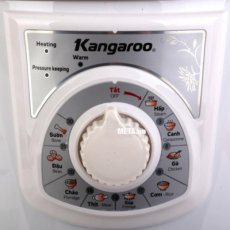 Nồi áp suất đa năng Kangaroo KG136 dễ dàng sử dụng với núm xoay điều khiển cơ.