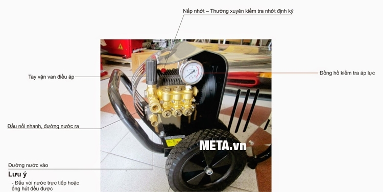 Cấu tạo phía đầu máy của máy rửa xe cao áp Projet P40-1514B3. 