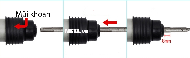 Cách lắp đầu mũi khoan của máy khoan động lực DCA Z1C-FF02-26.