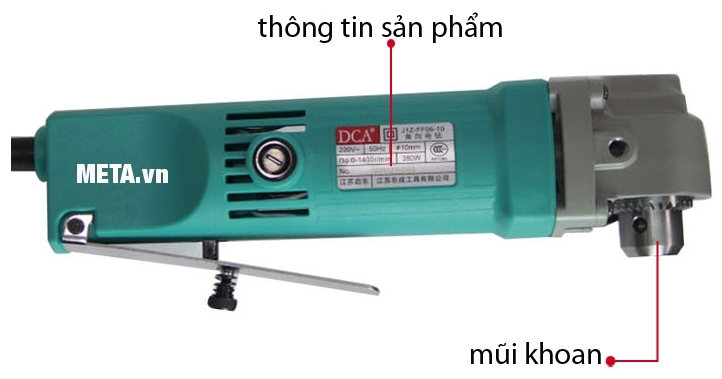 Cấu tạo của máy khoan góc 380W DCA AJZ06-10 (J1Z-FF06-10)