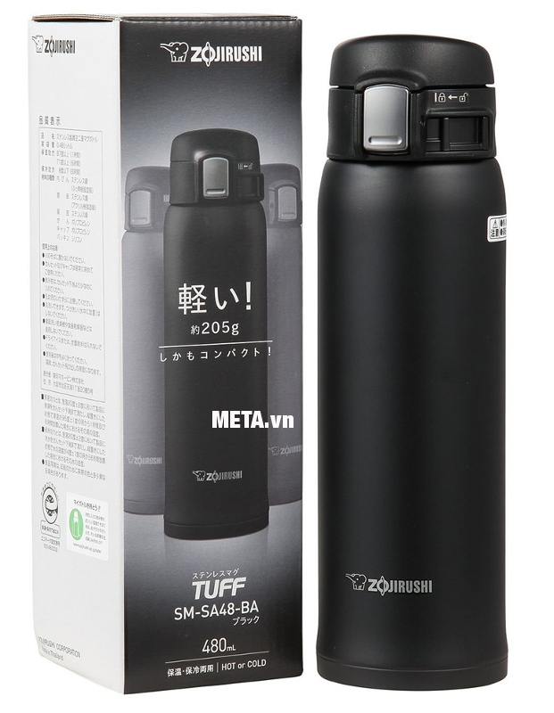 Miệng bình giữ nhiệt nóng lạnh Zojirushi ZOBL-SM-SA48-BA có hộp đựng sang trọng.