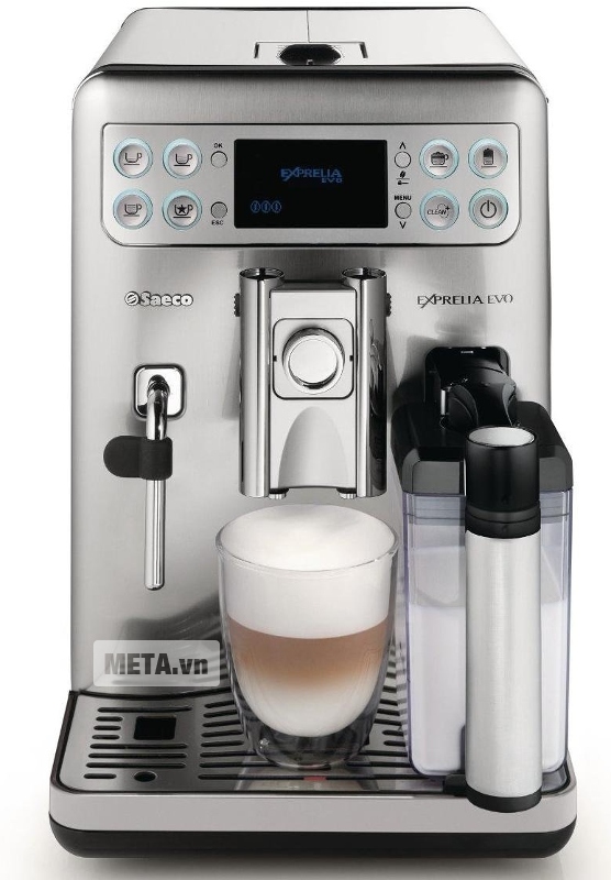 Máy pha cà phê Saeco Exprelia Evo HD8857/01 có thể tháo rời bộ phận chiết xuất cà phê.