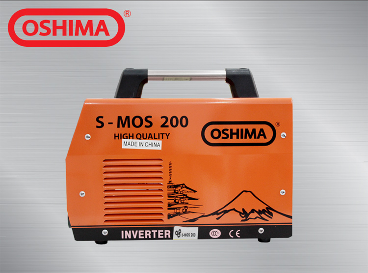 Máy hàn Oshima S Mos 200 với thông tin máy được in đậm trên thân máy.