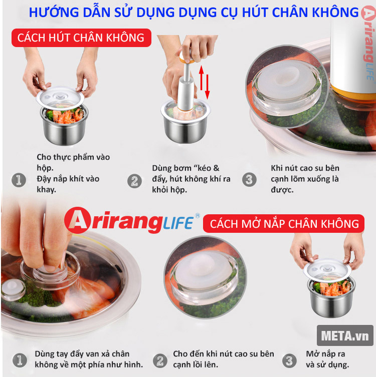 Hướng dẫn sử dụng cách hút chân không của hộp cơm hâm nóng Ariranglife EL - ALS263.