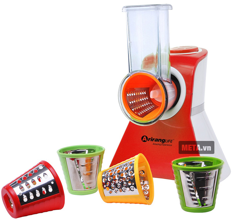 Máy cắt rau củ và làm kem ArirangLife ESI-ALVC02S với bộ dụng cụ cắt.