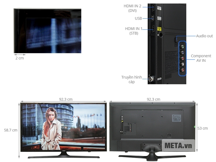 Cấu tạo của tivi LED Samsung 40 inch Full HD UA40J5000AKXXV.