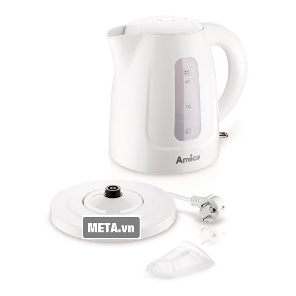 Bình siêu tốc Amica KD 1011, chân đế và dây cắm.