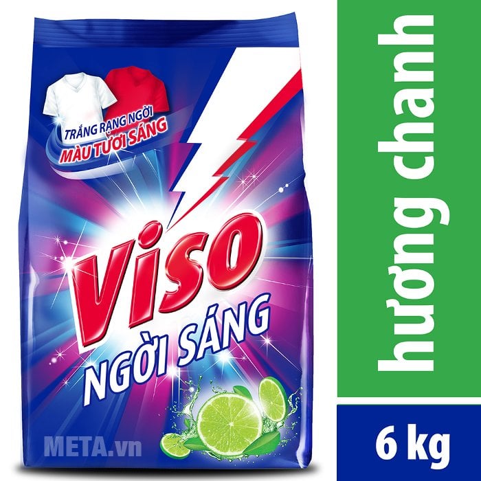 Bột giặt VISO trắng sáng hương chanh 6 kg giúp quần áo thơm lâu