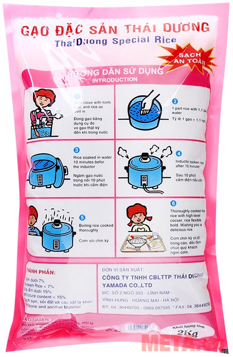 Gạo Thái thơm đặc biệt (Thái đỏ) 2kg khi nấu chín gạo thơm, cho cơm trắng