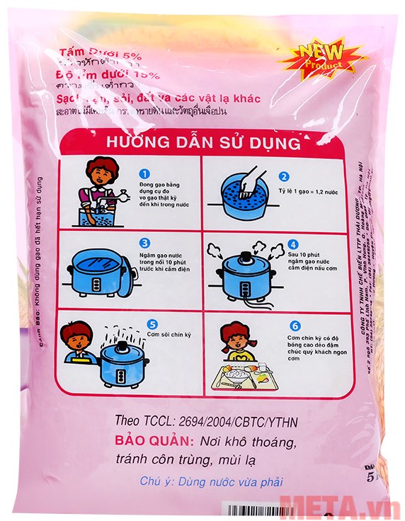 Gạo Thái thơm đặc biệt (Thái đỏ) 5kg khi nấu chín gạo thơm, cho cơm trắng