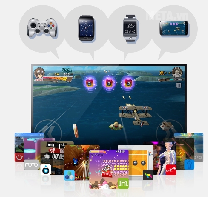 Trải nghiệm chơi game trên mành hình lớn trên tivi Smart Samsung 43 inch full HD UA43J5500AKXXV