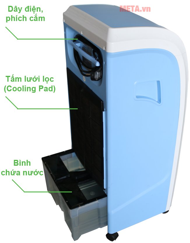 Mặt sau của máy làm mát không khí Daikio DK-1300A.