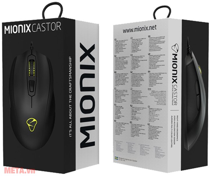 Chuột game Mionix Castor (quang) có hộp đựng gọn nhẹ.