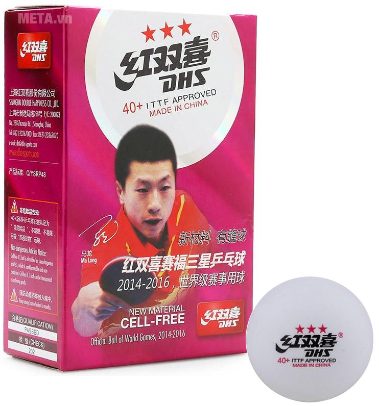 Quả bóng bàn DHS 40+ 3 sao có hộp đựng sang trọng.