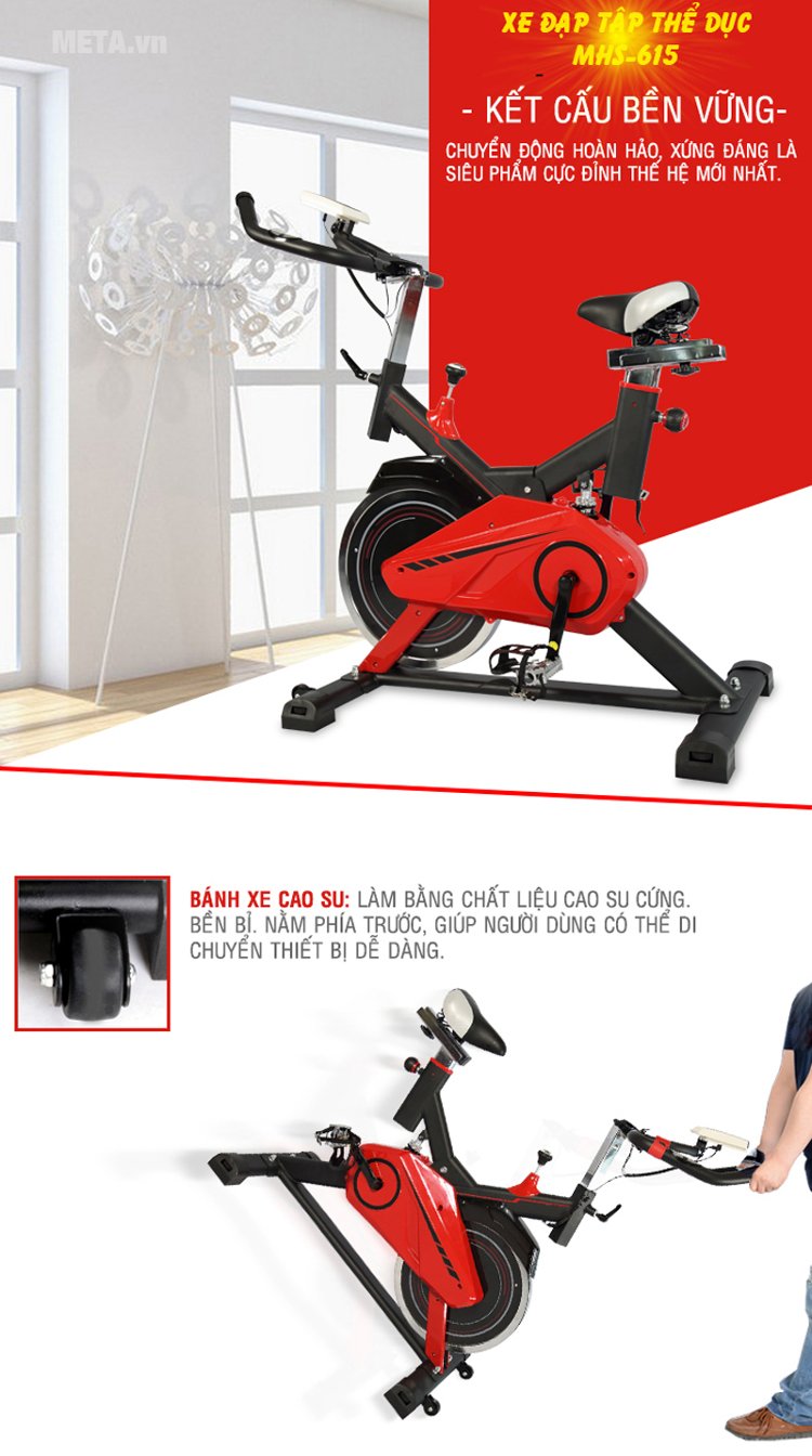 Xe đạp tập Mofit MHS 615 thiết kế bắt mắt, có quai giữ chân không bị trượt Xe đạp tập Mofit MHS 615 thiết kế bắt mắt, có quai giữ chân không bị trượt