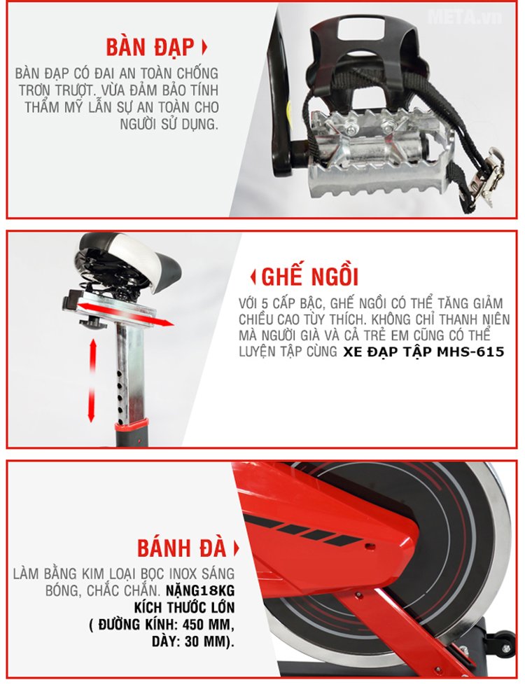 Xe đạp tập Mofit MHS 615 là dòng xe đạp tập thể dục được sử dụng cho người tập gia đình và tại các phòng tập gym Xe đạp tập Mofit MHS 615 là dòng xe đạp tập thể dục được sử dụng cho người tập gia đình và tại các phòng tập gym