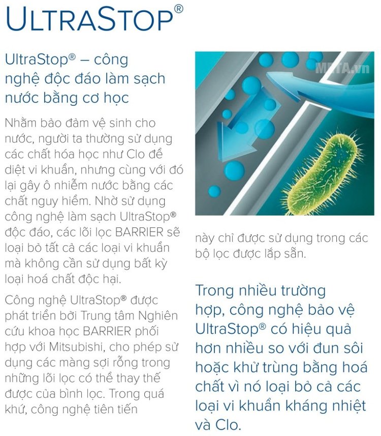 Lõi lọc nước Barrier Ultra FC-ULT làm sạch nước bằng cơ học