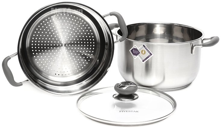 Bộ 2 nồi xửng 3 đáy 24cm NK Fivestar ST24-SLC