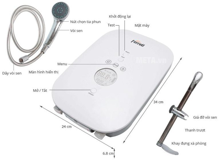 Máy nước nóng trực tiếp Ferroli DIVO SDN cho người dùng dễ dàng thao tác sử dụng