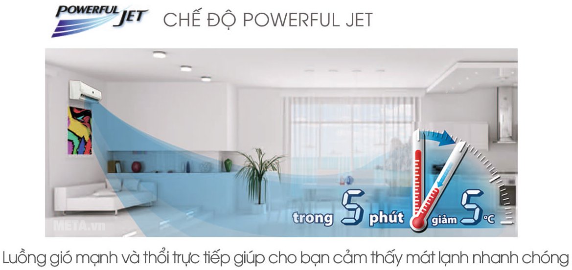 Điều hòa 1 chiều Inverter 18000 BTU Sharp AH-X18SEW có chế độ Powerful Jet làm lạnh nhanh