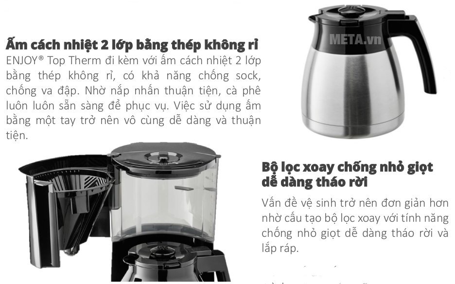 Máy pha cà phê giấy lọc Melitta Enjoy TopTherm có chất liệu cao cấp