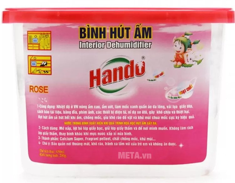 Bộ 2 bình hút ẩm đa năng Hando 450ml có hương thơm hoa hồng dịu nhẹ 