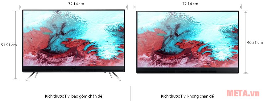 Kích thước của tivi Full HD Samsung 32 inch 32K5100 