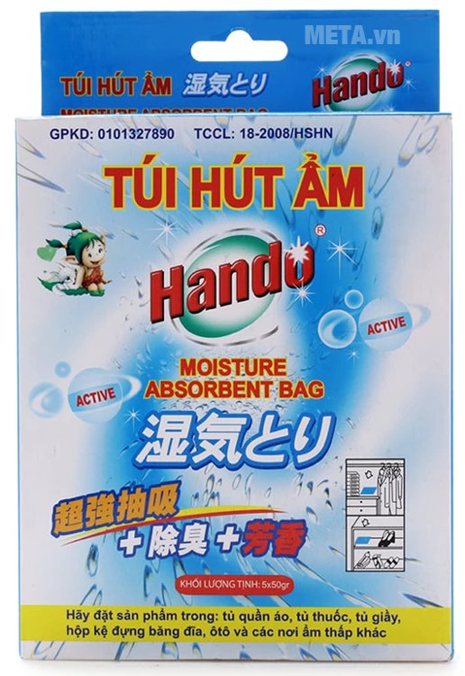 Hình ảnh hộp 5 túi hút ẩm Hando 5 x 50g