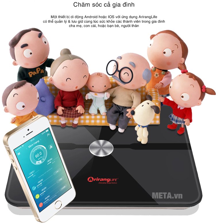 Cân sức khỏe thông minh ArirangLife AR-SS16D có thể chia sẻ kết quả sức khỏe 