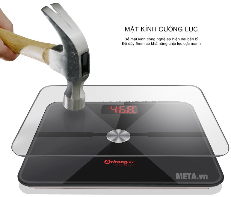 Cân sức khỏe thông minh ArirangLife AR-SS16D có bề mặt kính cường lực 