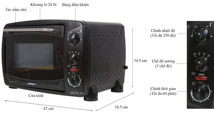 Cấu tạo lò nướng Sanaky VH 249S/B 