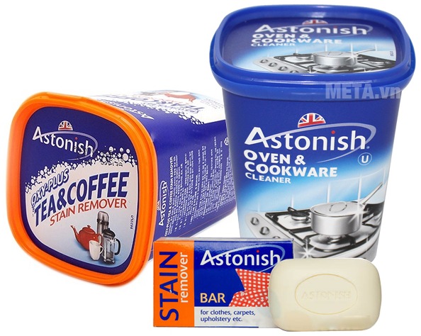 Bộ tẩy rửa nhà bếp Astonish 3 món đa năng dùng tẩy rửa bàn bếp, cốc chén, ấm trà, máy pha cà phê, hay vết bẩn trên bề mặt vải.