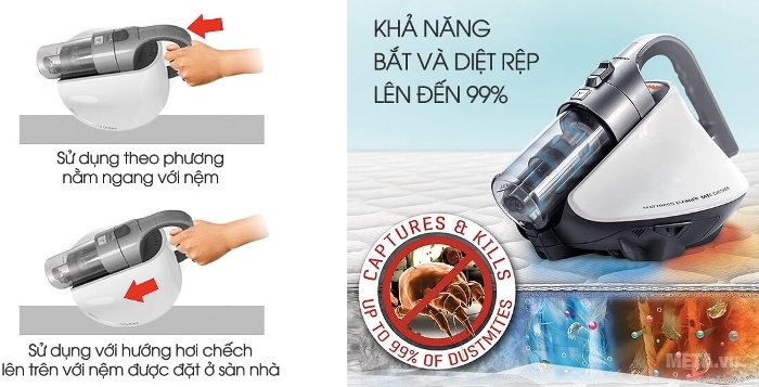 Máy hút nệm và bắt rệp EC-HX100 tiêu diệt 99% rệp bụi 