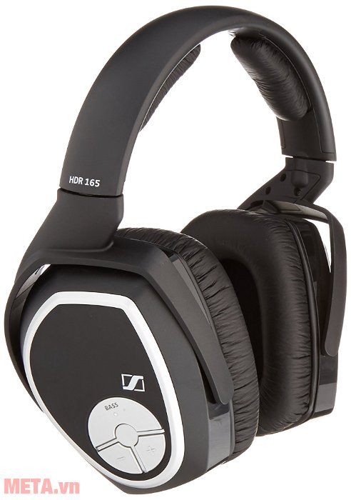 Tai nghe Sennheiser HDR 165 có nút điều chỉnh âm lượng và nút tăng cường âm bass