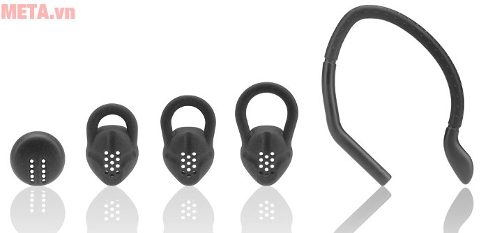 Phụ kiện đi kèm là ear-hook để móc vào tai, earbuds các kích cỡ... 